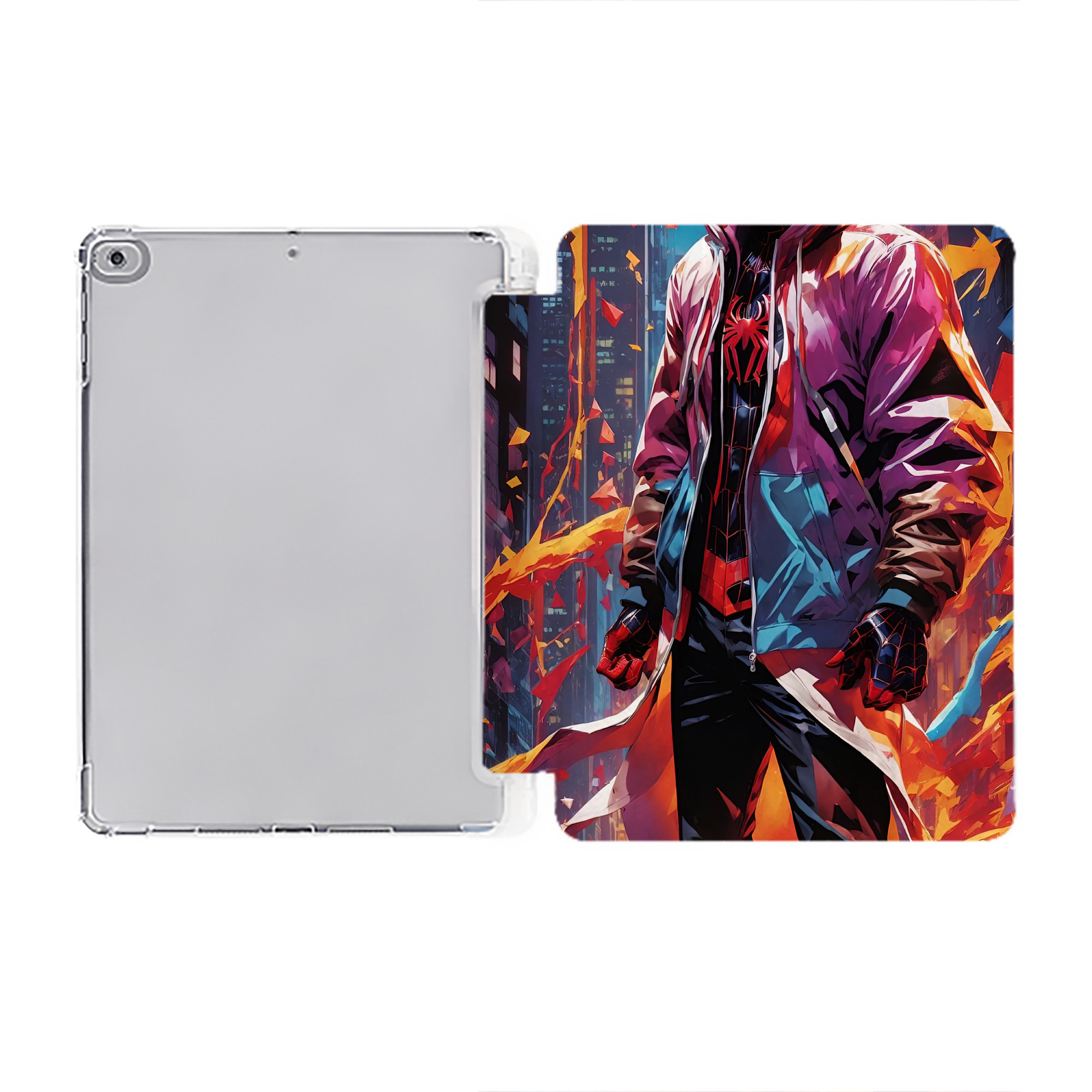 （画像用） Spider Man スパイダーマン IPad ケース ペン収納付き 三つ折りスタンド PUレザー×シリコン 対応機種9.5/10.5/10.9インチ